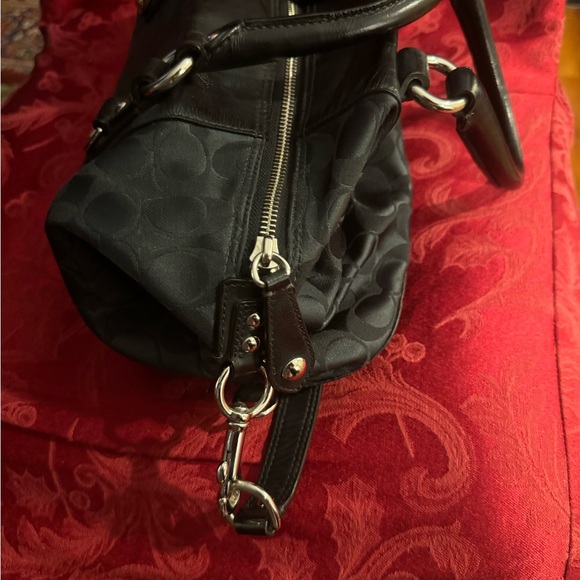 Coach Ashley Jacquard Black Satin Satchel Bag F15443 - 13”x7” - Picture 5 of 9